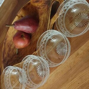 4 Victorian Etched Hand Blown Pressed Glass Bowls